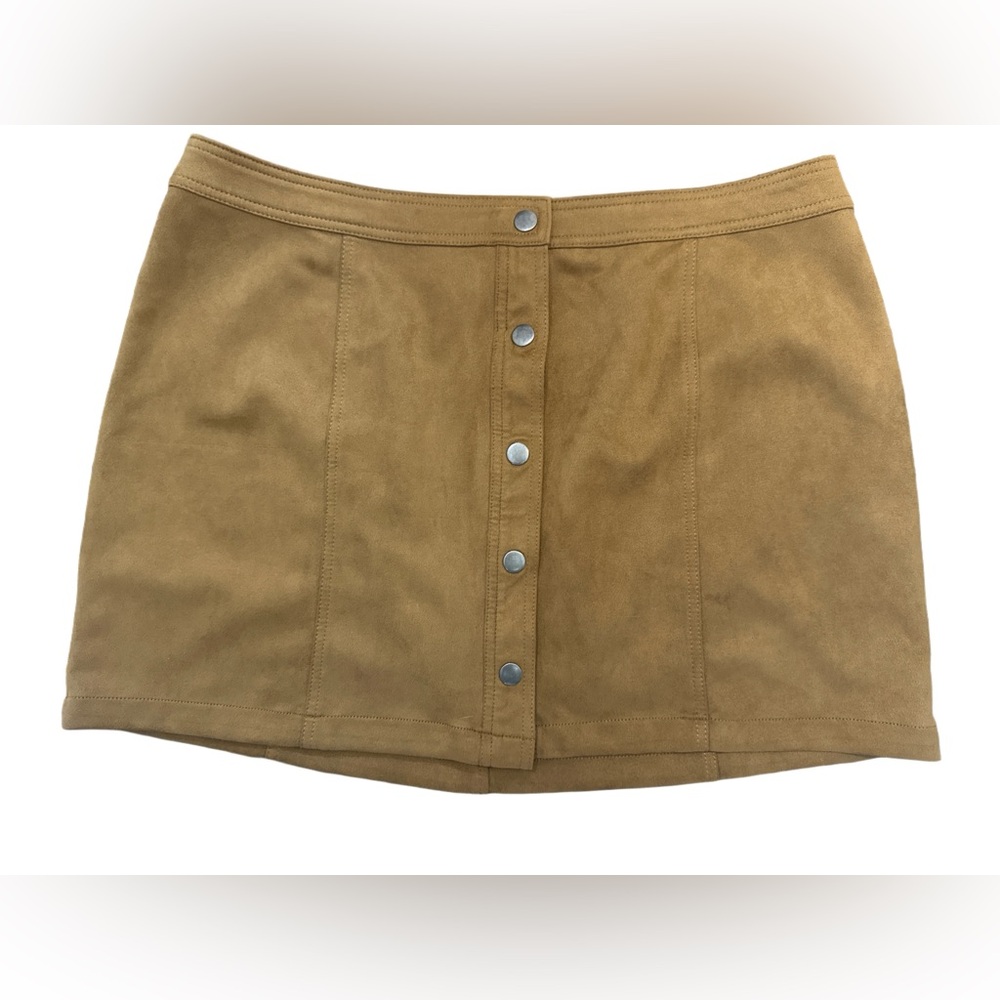 Faux Suede Button-Down Skirt - Picture 2 of 3